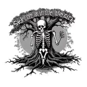 "Skeletons are in the bark" graveyard tree of life  tattoo design idea