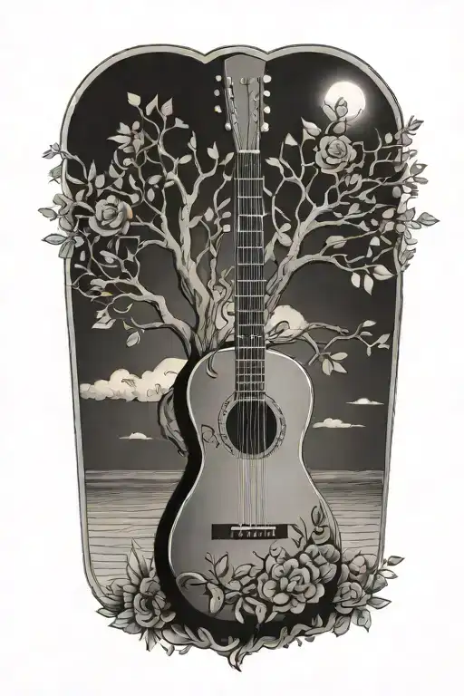 tree of life and guitar tattoo design idea