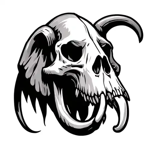 Mammoth skull old school style tattoo design idea