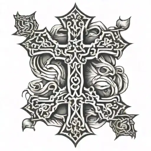 three nail cross tattoo design idea