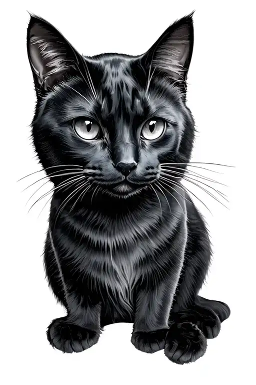black cat with two heads tattoo design idea
