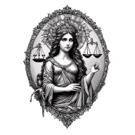 Lady Libra as the primary image being supported by Virgo, Taurus, and  Capricorn  tattoo design idea