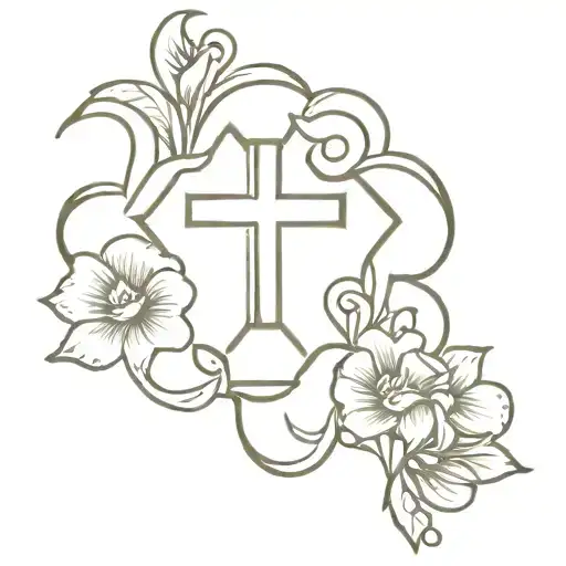 dainty cross tattoo design idea