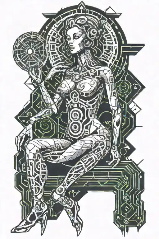 female god full body symbolizing wisdom and death tattoo design idea
