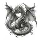 dragon with wings tattoo design idea