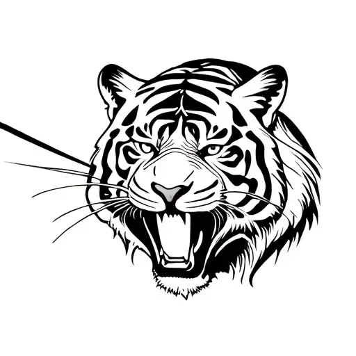 tiger is searching for alcohol drink tattoo design idea