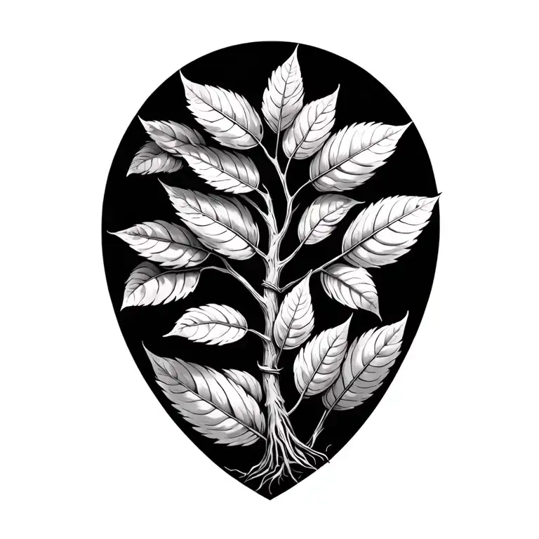 money tree leaves intertwined representing lost tattoo design idea