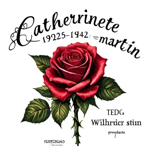 "catherinette martin 1942~2025" roses with thorns tattoo design idea