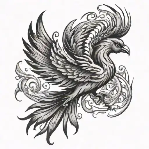 phoenix bird flying in the sky tattoo design idea