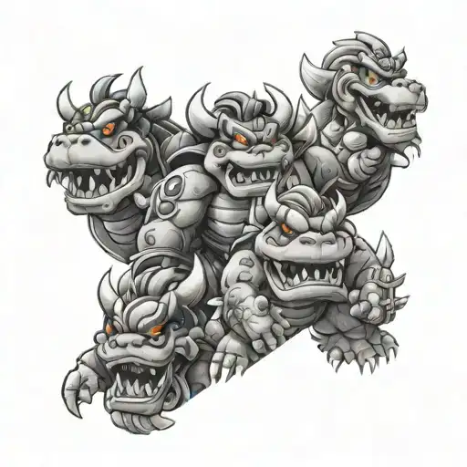 bowser and villains tattoo design idea