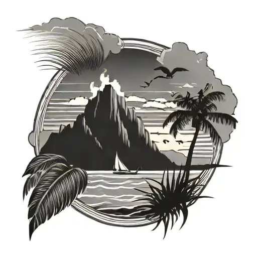 Guam beach ocean tattoo design idea