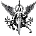 st michael arch angel with sword tattoo design idea