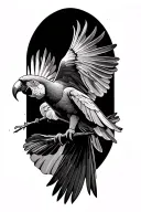 scarlet macaw flying away tattoo design idea