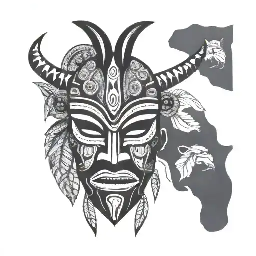 African zulu mask tattoo design idea