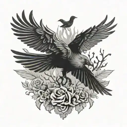 murder of crows tattoo design idea