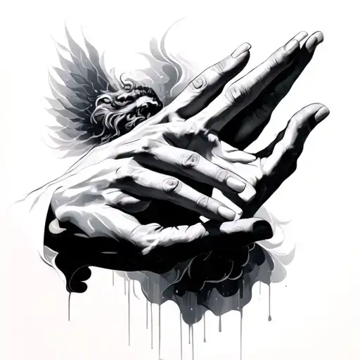 Michael Angeleno creation of Adam hands touching tattoo design idea