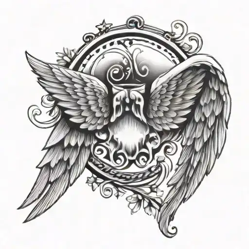 paw print with angel wings  tattoo design idea