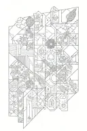 patchwork sleeve tattoo design idea