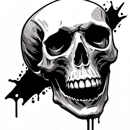skull on it rockstar text tattoo design idea