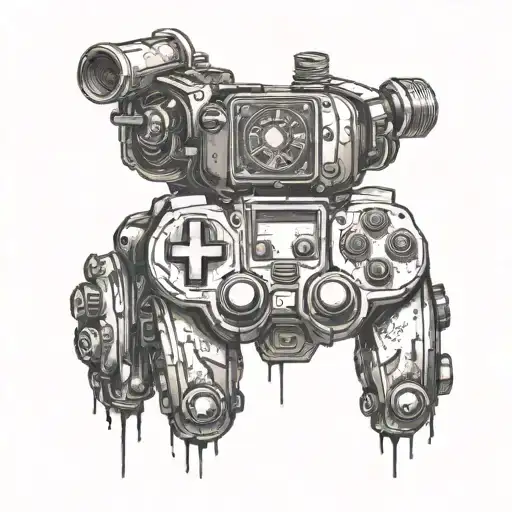fallout power armor game controller tattoo design idea
