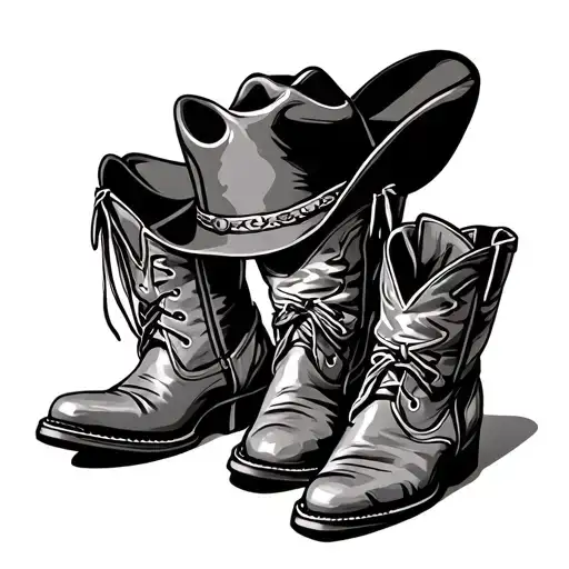 Cowboy Hat And Boots kick pose tattoo design idea