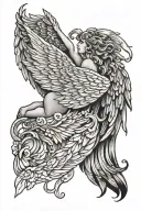 topless angel wings spread tattoo design idea