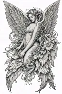 topless angel wings spread tattoo design idea