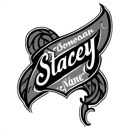 somoan leg sleeve stacey name in middle surrounded tattoo design idea