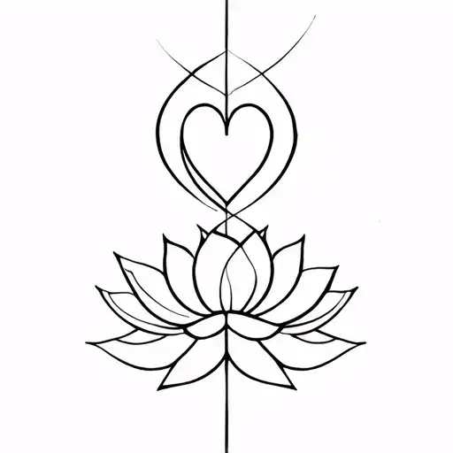 path of enlightment, lotus flower, heart, all curved  tattoo design idea