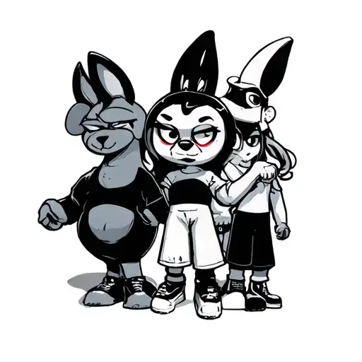 90s cartoon characters tattoo design idea