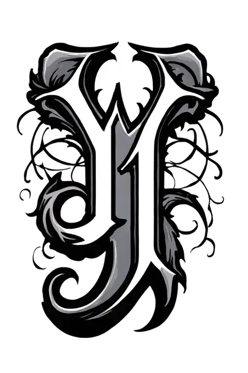 J Y letters forming tattoo design idea