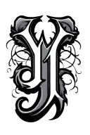 J Y letters forming tattoo design idea