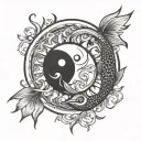 pisces, yin and yang, sun  tattoo design idea