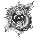 pisces, yin and yang, sun  tattoo design idea