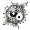 pisces, yin and yang, sun  tattoo design idea