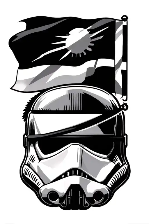 stormtrooper Helmet from Star Wars and a flag of the Straw hat Crew from one piece  tattoo design idea