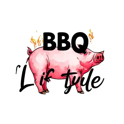 "Bbq lifestyle " pink pig wearing tattoo design idea