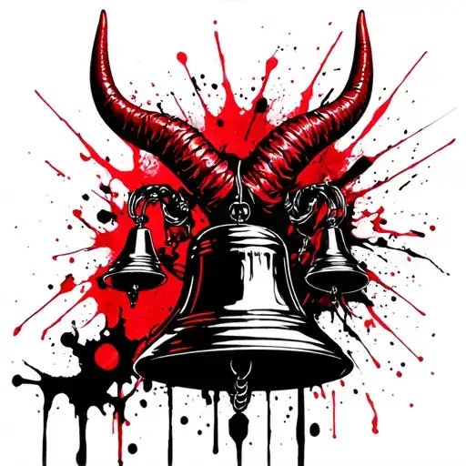 Ac/Dc devil horns and bell tattoo design idea