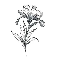 Iris flower with leaves tattoo design idea