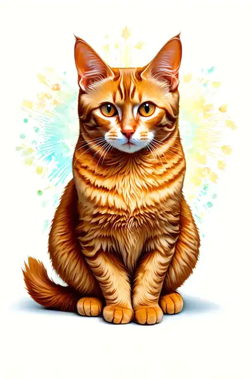 ginger cat sitting tattoo design idea