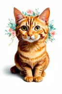 ginger cat sitting tattoo design idea