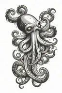 A squid with a cool font saying El calamar tattoo design idea