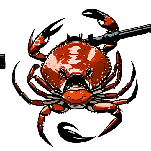 a crab with a sniper rifle tattoo design idea
