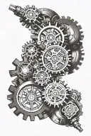 A mechanical engineer inspired tattoo featuring gears and Iron Man's arc reactor tattoo design idea