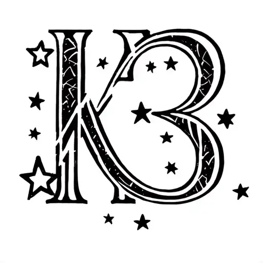 kids initials  little stars tattoo design idea