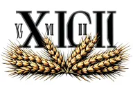 Roman numerals of a date with a strain of wheat underneath it tattoo design idea