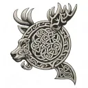 Celtic knotwork design incorporating clan gordon family stag tattoo design idea