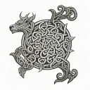 Celtic knotwork design incorporating clan gordon family stag tattoo design idea
