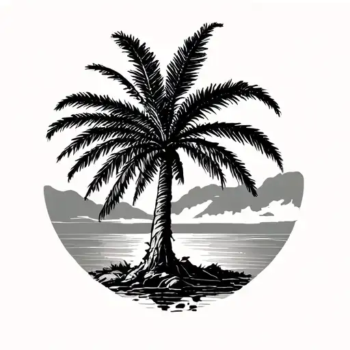 1804 with palm tree growing  tattoo design idea