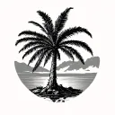 1804 with palm tree growing  tattoo design idea